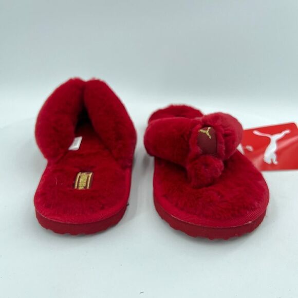 Puma Fluff Flip Slide 'Persian Red Team Gold Women’s Flat Sandals Size 6 - Picture 9 of 12